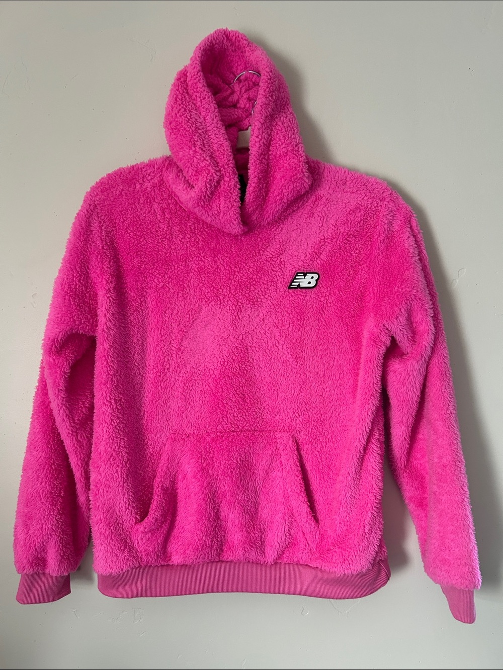 New Balance Girls Bright Pink Sherpa Long Sleeve Hoodie Sz Large 14/16